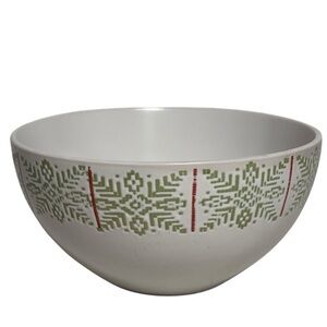 Noble Excellence Astoria Fair Isle Stoneware Bowl Christmas Snowflake Holiday